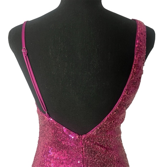Hello Molly Sexy Glamorous Pink Sequin Open Back Mini Cocktail Party Dress Sz 6 - Picture 7 of 14